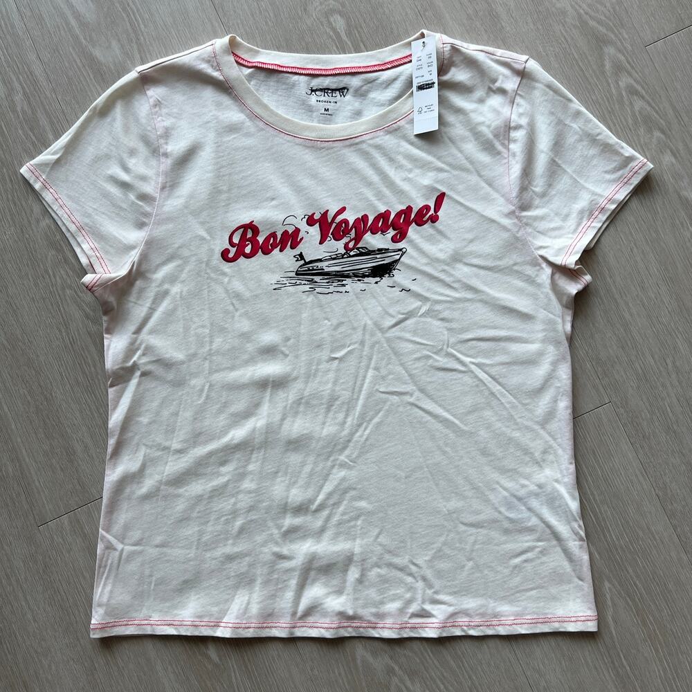 J Crew Bon Voyage Broken In Tee Womens Medium